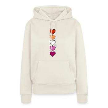 Lesbe lesbisch Herzen - Frauen Premium Bio Hoodie - Naturweiß - Vorne - Selfina (174cm)