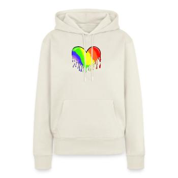 Regenbogenherz - Frauen Premium Bio Hoodie - Naturweiß - Vorne - Selfina (174cm)