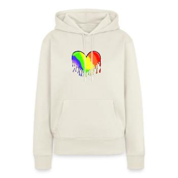 Regenbogenherz - Frauen Premium Bio Hoodie - Naturweiß - Vorne - Selfina (174cm)