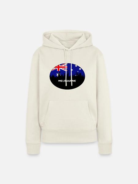 Melbourne-Australien-Flaggen-Skyline-Schattenbild-Reise - Frauen Premium Bio Hoodie - Naturweiß