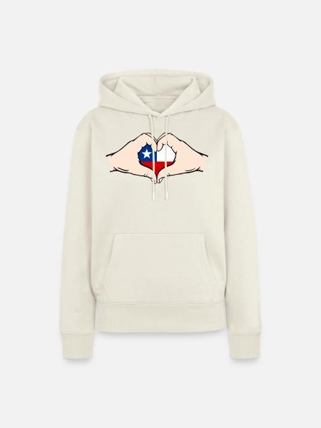 Chile Herzform mit Hände - Frauen Premium Bio Hoodie - Naturweiß
