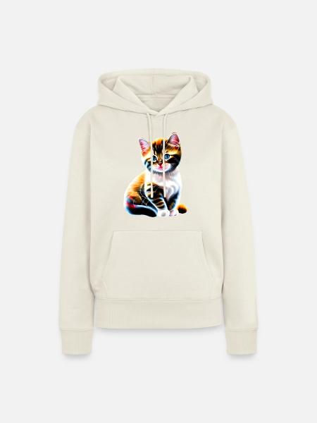 Baby-Weihnachtskatze - Frauen Premium Bio Hoodie - Naturweiß
