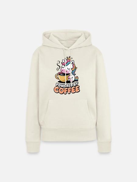 Angetrieben von Kaffee - Frauen Premium Bio Hoodie - Naturweiß