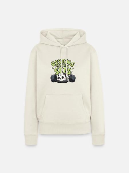 Pause zwischen den Sätzen - Frauen Premium Bio Hoodie - Naturweiß