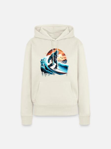 Big Foot Surfen - Frauen Premium Bio Hoodie - Naturweiß