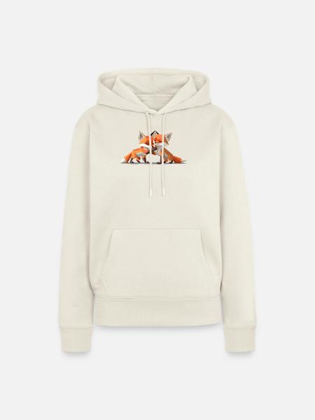 Low-poly Fox Cubs - Frauen Premium Bio Hoodie - Naturweiß