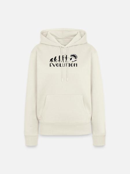 Evolution Vom Affen zum Surfer - Frauen Premium Bio Hoodie - Naturweiß