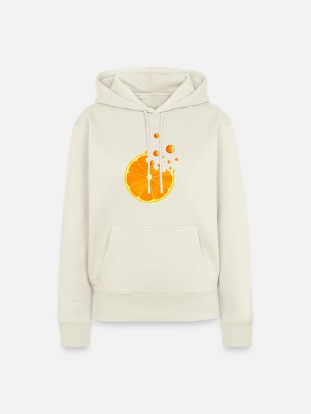 Saftige Orangenscheibe mit Spritzern - Frauen Premium Bio Hoodie - Naturweiß