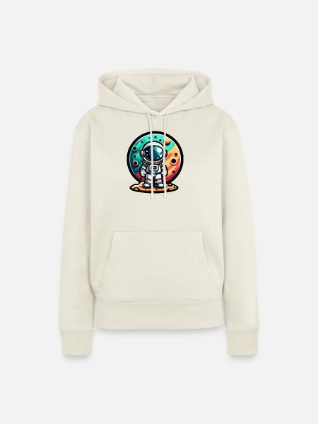 Kleiner Astronaut – Zwei Welten - Frauen Premium Bio Hoodie - Naturweiß
