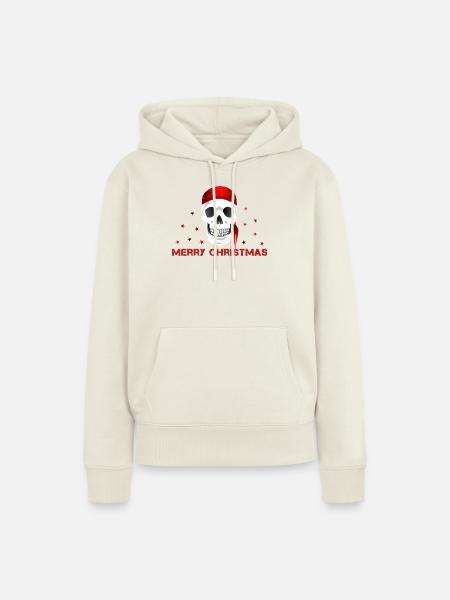 Merry Christmas skull - Frauen Premium Bio Hoodie - Naturweiß
