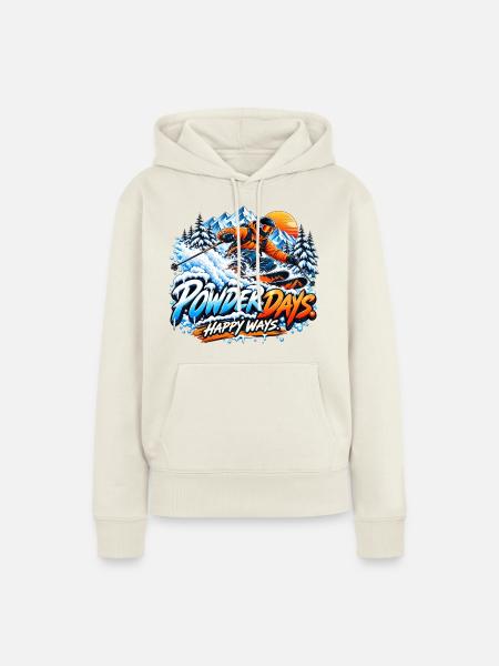 Powder Days Snow Vibe - Wintersport - Frauen Premium Bio Hoodie - Naturweiß