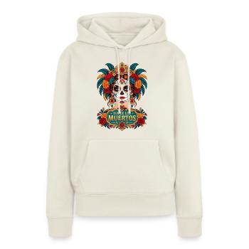 Mexikanische Totenkopffrau Dia de los Muertos - Frauen Premium Bio Hoodie - Naturweiß - Vorne - Selfina (174cm)