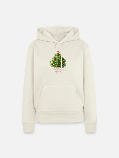 Weihnachtsbaum mit Kugeln. - Frauen Premium Bio Hoodie - Naturweiß