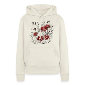 Japanische Black Red Lily - Frauen Premium Bio Hoodie - Naturweiß - Vorne - Selfina (174cm)