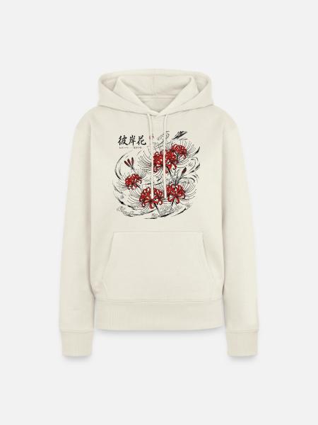 Japanische Black Red Lily - Frauen Premium Bio Hoodie - Naturweiß