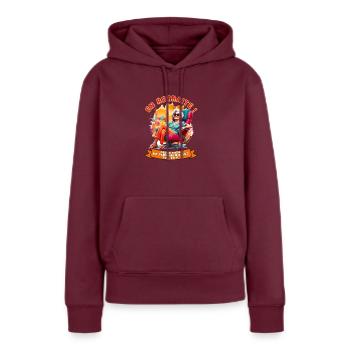 Retraitée libre et coloré - Sweat à capuche Premium bio Femme - bourgogne - Devant - Julia (174cm)