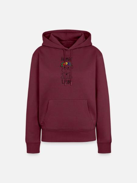 Kuh Heimat Liebe - Frauen Premium Bio Hoodie - Burgunderrot