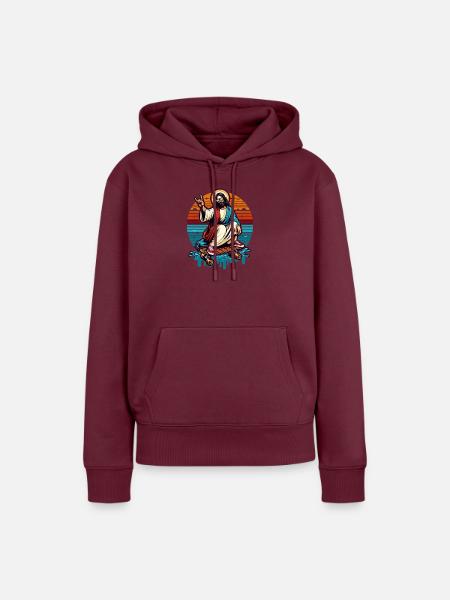 Jesus Skateboard - Frauen Premium Bio Hoodie - Burgunderrot