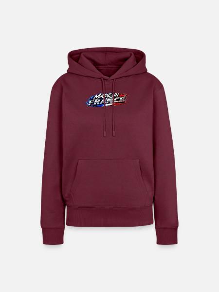 Hergestellt in Frankreich - Frauen Premium Bio Hoodie - Burgunderrot