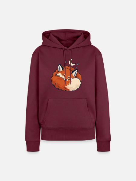 Schlafender Fuchs Sternennacht - Frauen Premium Bio Hoodie - Burgunderrot