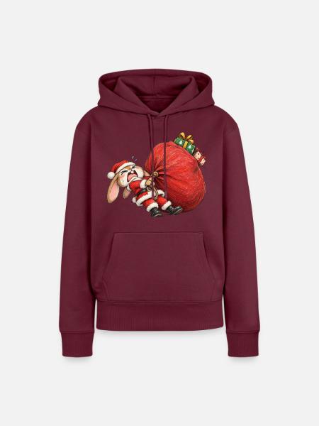 Lustiger Hasen-Riesensack-Winter-Hasen-Humor - Frauen Premium Bio Hoodie - Burgunderrot