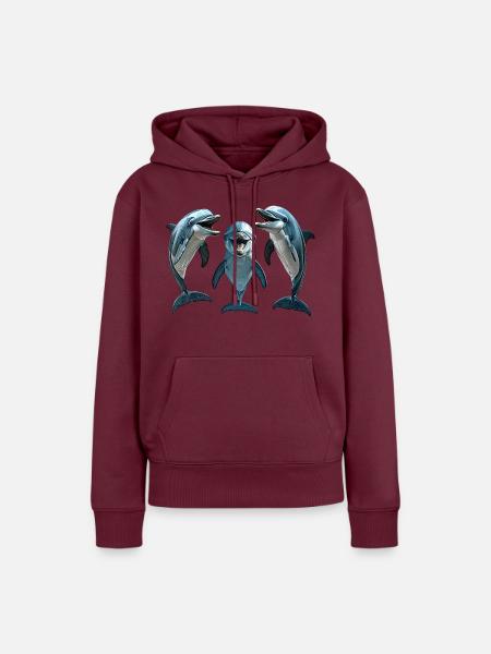 Delfine - Frauen Premium Bio Hoodie - Burgunderrot