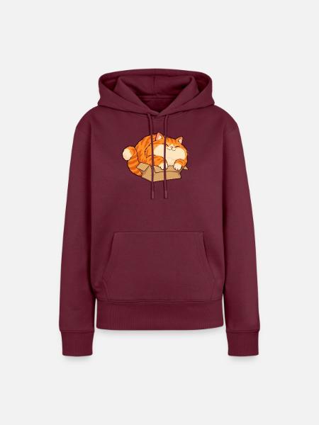 Katzenfreude im Karton - Frauen Premium Bio Hoodie - Burgunderrot