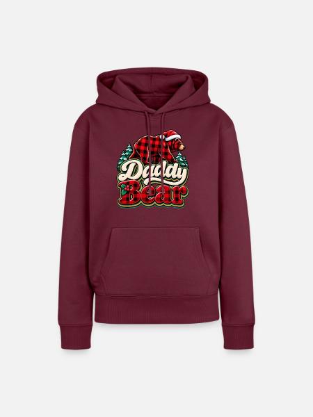 Daddy Bear Plaid Christmas - Frauen Premium Bio Hoodie - Burgunderrot