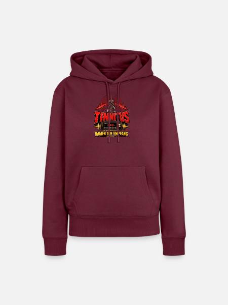 TINNITUS IMMER AUF EMPFANG - Frauen Premium Bio Hoodie - Burgunderrot
