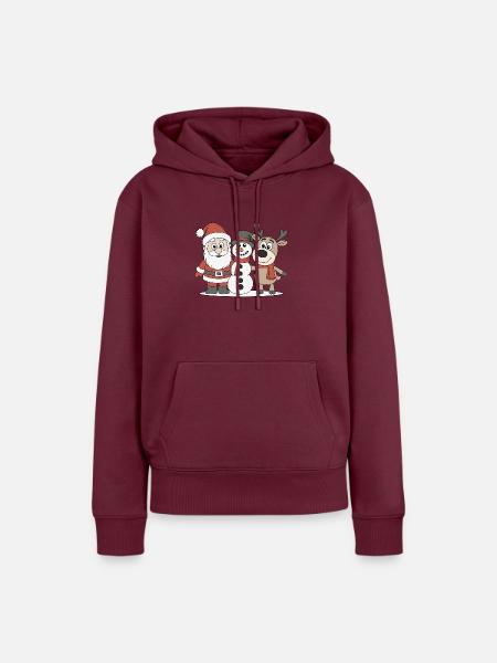 Weihnachts-Trio Cartoon Shirt Geschenk - Frauen Premium Bio Hoodie - Burgunderrot