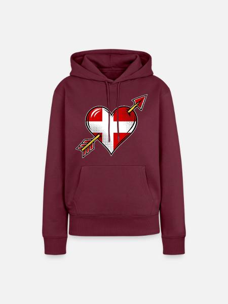 Dänemark Flagge Herz mit Pfeil - Frauen Premium Bio Hoodie - Burgunderrot