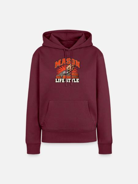 Mason Lifestyle Ziegelwerk - Frauen Premium Bio Hoodie - Burgunderrot