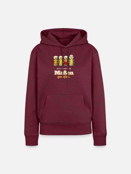 Das Leben in Maßen genießen - Frauen Premium Bio Hoodie - Burgunderrot