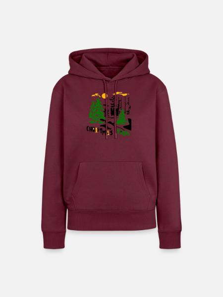 Winterwald - Frauen Premium Bio Hoodie - Burgunderrot