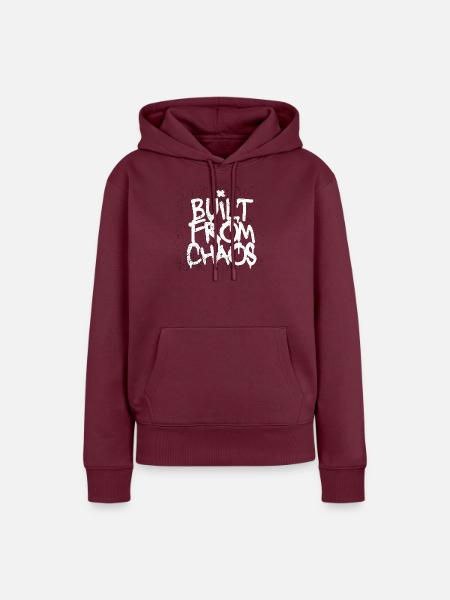 Aus Chaos gebaut - Frauen Premium Bio Hoodie - Burgunderrot