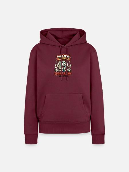 Deadline in 5 Min Panikmodus Computer - Frauen Premium Bio Hoodie - Burgunderrot