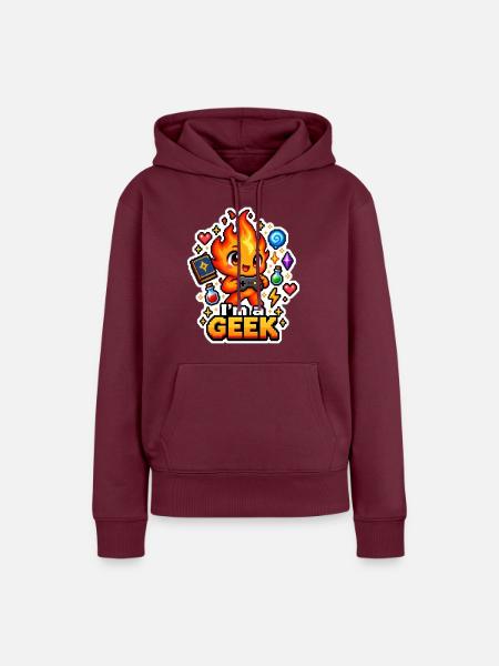 Kawaii Geek Flamme - Frauen Premium Bio Hoodie - Burgunderrot