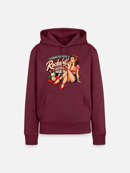 Rockabilly Pin-Up-Rucksack – Normandy Road - Frauen Premium Bio Hoodie - Burgunderrot