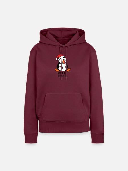 Fröhliche Weihnachtskrise Meme Lustiger Papageientaucher - Frauen Premium Bio Hoodie - Burgunderrot