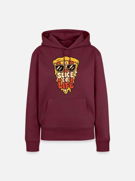 Pizza mit Sonnenbrille – Slice of Life - Frauen Premium Bio Hoodie - Burgunderrot