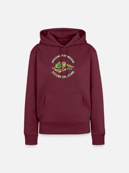 Lustiges Chamäleon Systemüberlastung - Frauen Premium Bio Hoodie - Burgunderrot