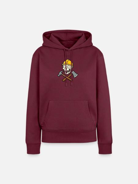 Lustiger Bauarbeiter-Schädel - Frauen Premium Bio Hoodie - Burgunderrot