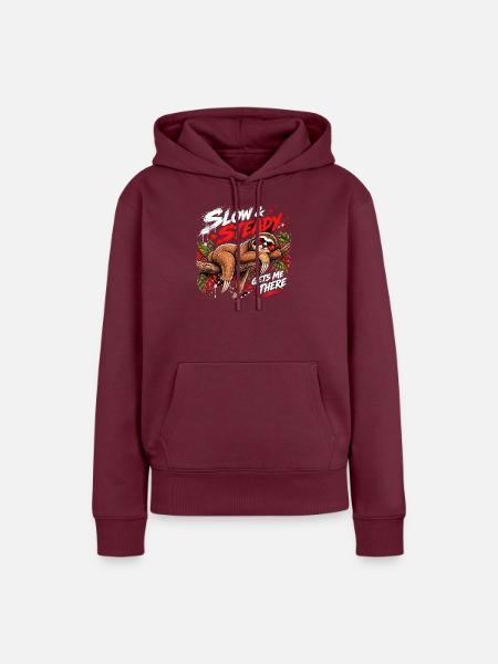 Slow & Steady Faultier - Frauen Premium Bio Hoodie - Burgunderrot