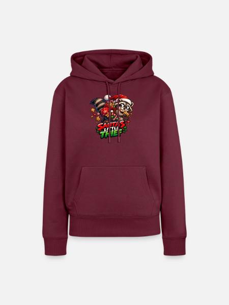 Santas kleiner Dieb - Frauen Premium Bio Hoodie - Burgunderrot