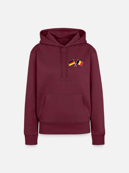 Deutschland & Belgien Flaggen - Partnerschaft - Frauen Premium Bio Hoodie - Burgunderrot
