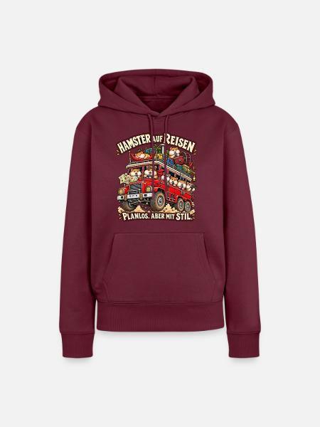 Hamsterreise mit Stil - Frauen Premium Bio Hoodie - Burgunderrot