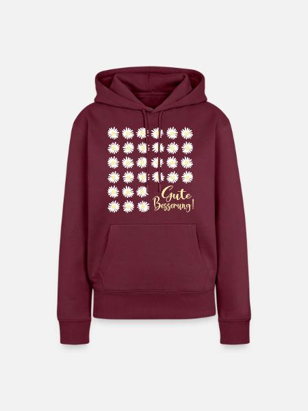 Gute Besserung wünschen, Gänseblümchen - Frauen Premium Bio Hoodie - Burgunderrot