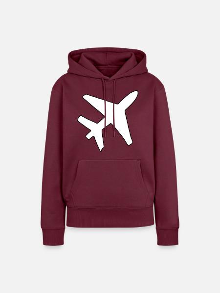 Flugzeug Silhouette - Frauen Premium Bio Hoodie - Burgunderrot