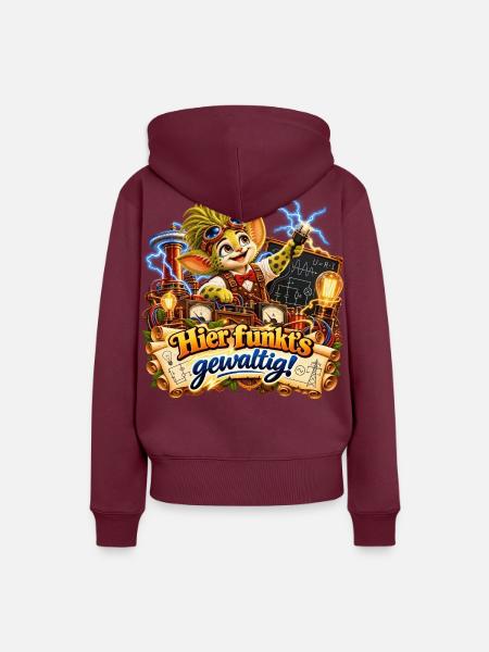 Wenuma Hier funkts gewaltig - Frauen Premium Bio Hoodie - Burgunderrot