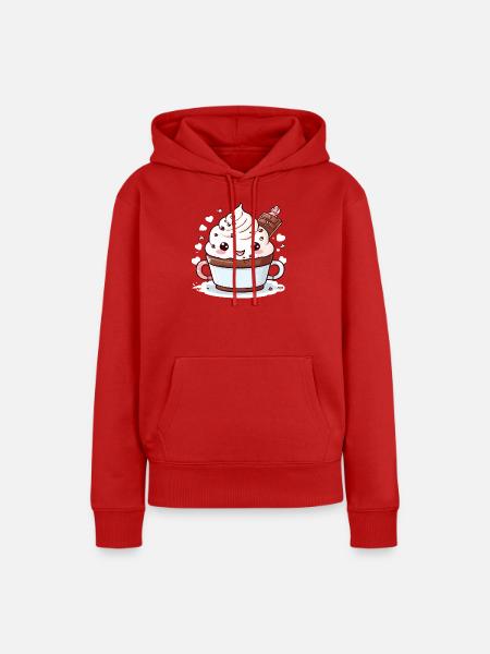 Charmanter Kakao-Begleiter - Frauen Premium Bio Hoodie - Rot